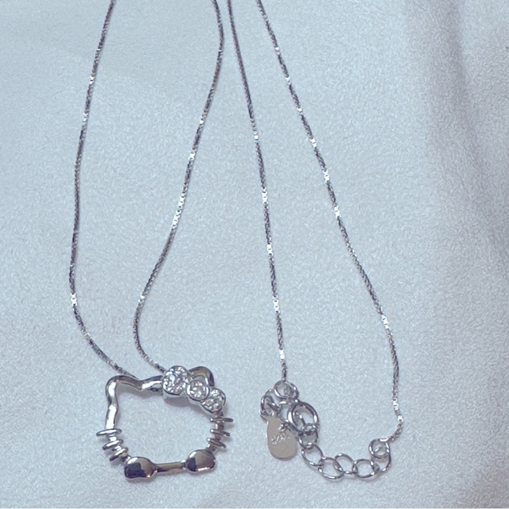 925 Silver Kitty Necklace with Crystal Accents